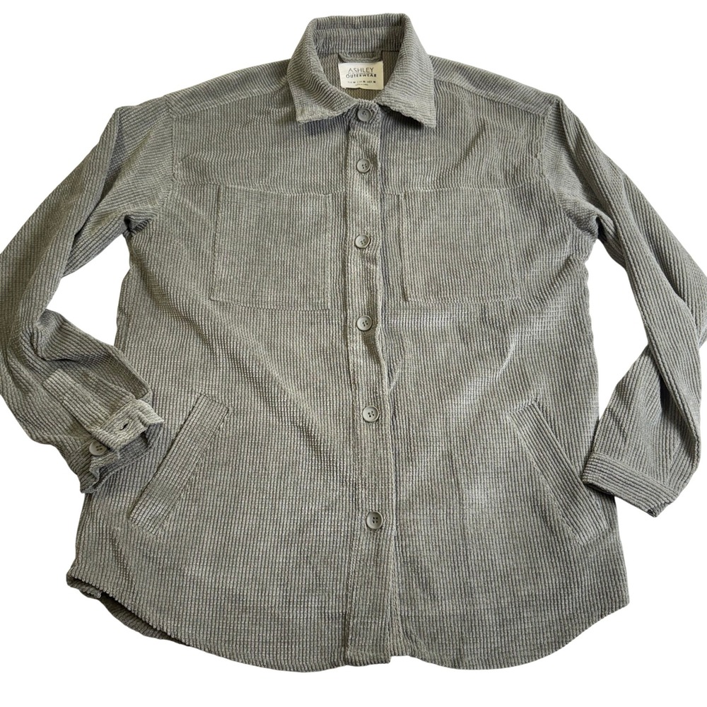 Ashley Outerwear Shacket Size M Tan Corduroy Button Down Indie Granola Y2K